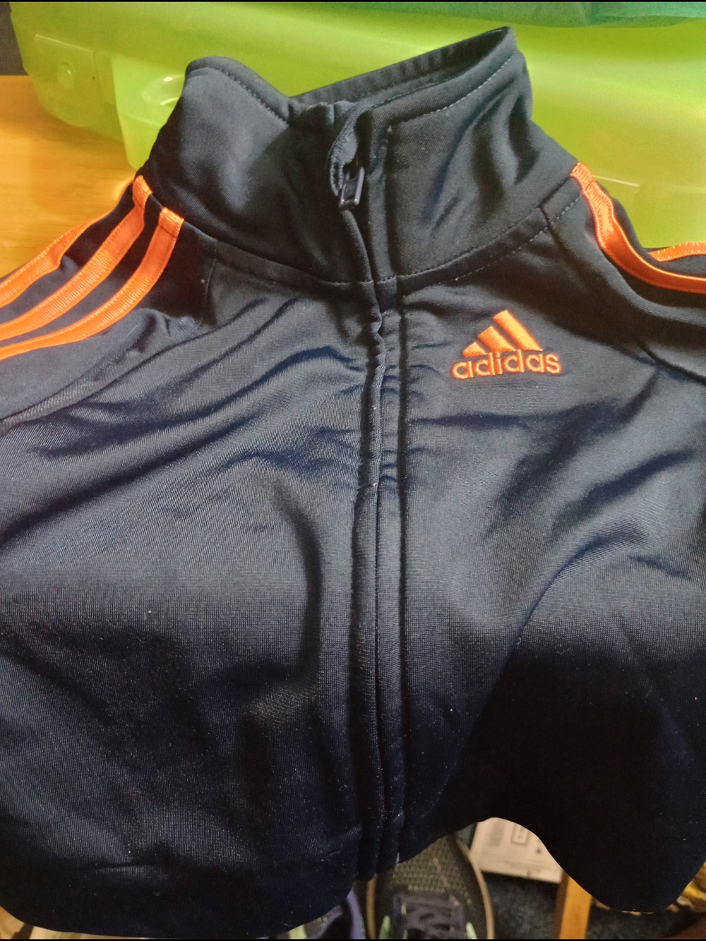 adidas Navy Jacket with Orange Accents - Kids Puffer Style Size 3 Month